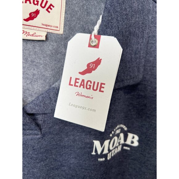 League 91 Moab Utah Collared Pullover Sweatshirt Womens Medium Heather Navy NEW - Picture 5 of 10